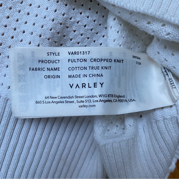Varley White Loretta Half Zip-Up Double Soft Sleeveless Crop Sweater Sweatshirt - Picture 6 of 10